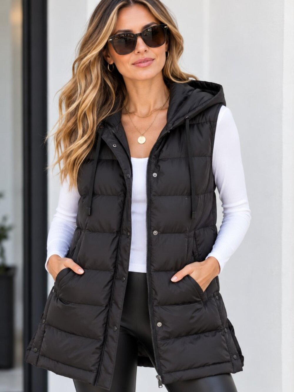 Zara Hooded Puffer Vest Size S